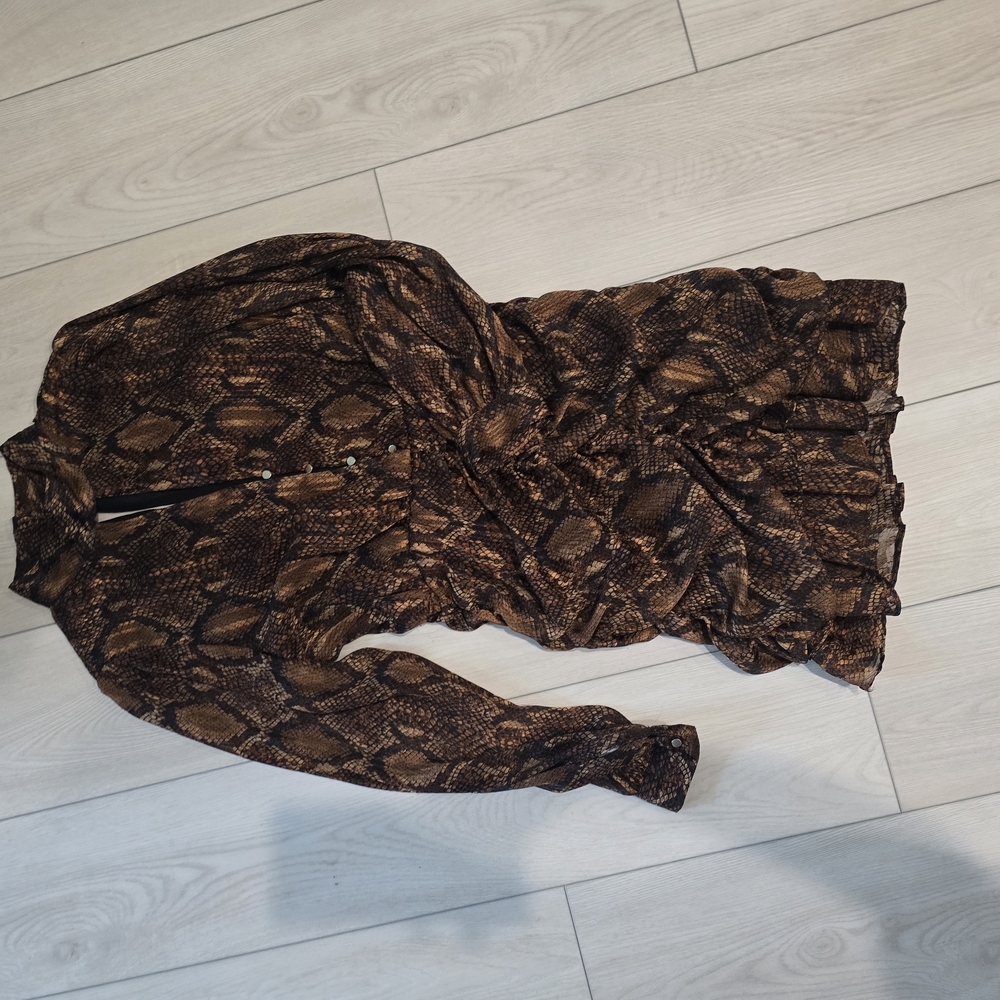 Zara Brown Snake Print Midi Dress
